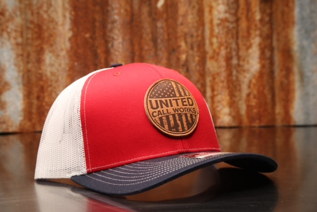 Red/White/Blue Richardson 112 with leather Merica Patch