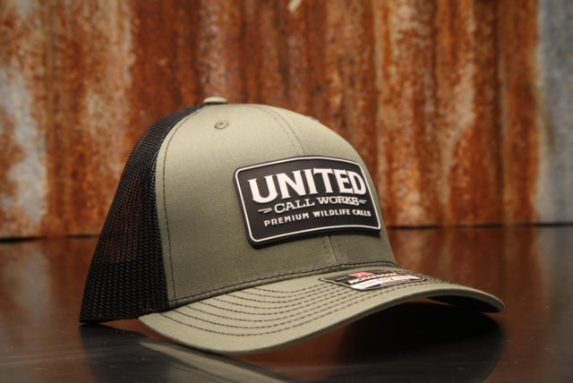 Loden/Black Richardson 112 Trucker Hat Black and White PVC Patch