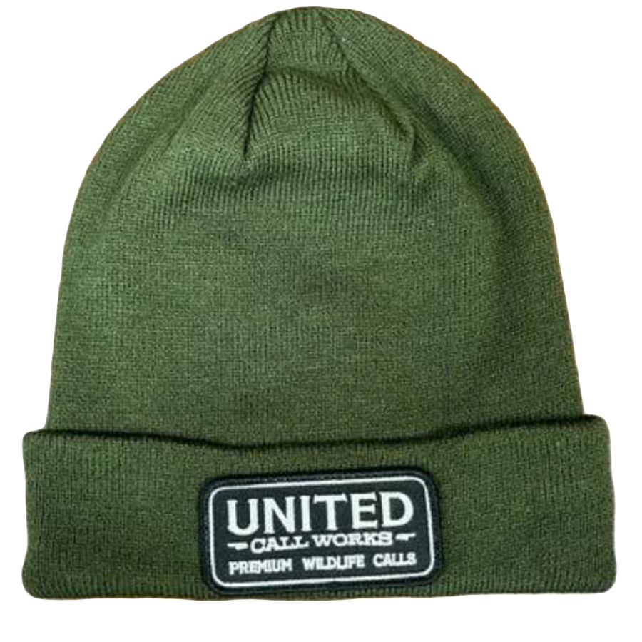 Moss Green Beanie with Black and White Stitched Patch