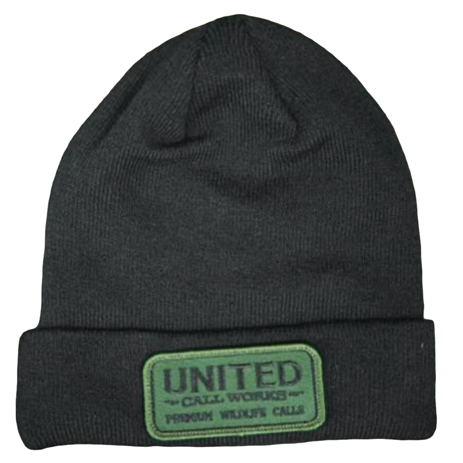 Black Beanie with Black and Green Stitched Patch