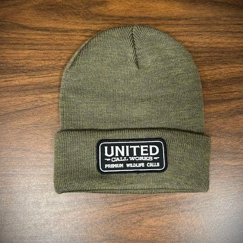 Green "Mud" Beanie with Black and White Stitched Patch