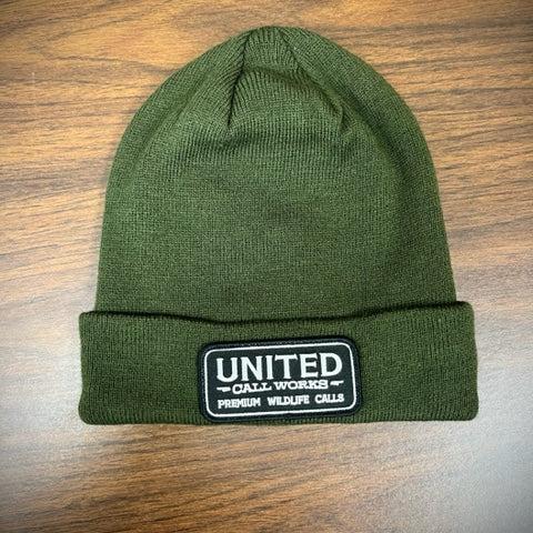 Moss Green Beanie with Black and White Stitched Patch