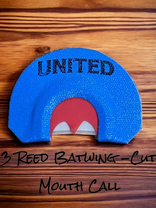 UNITED 3 Reed Batwing Cut Mouth Call (Blue)