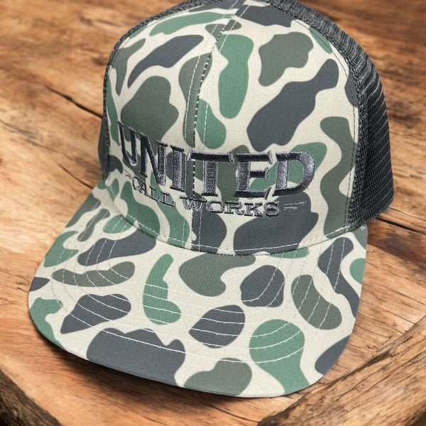 Marsh Green/Tungsten Old School Camo Trucker Hat