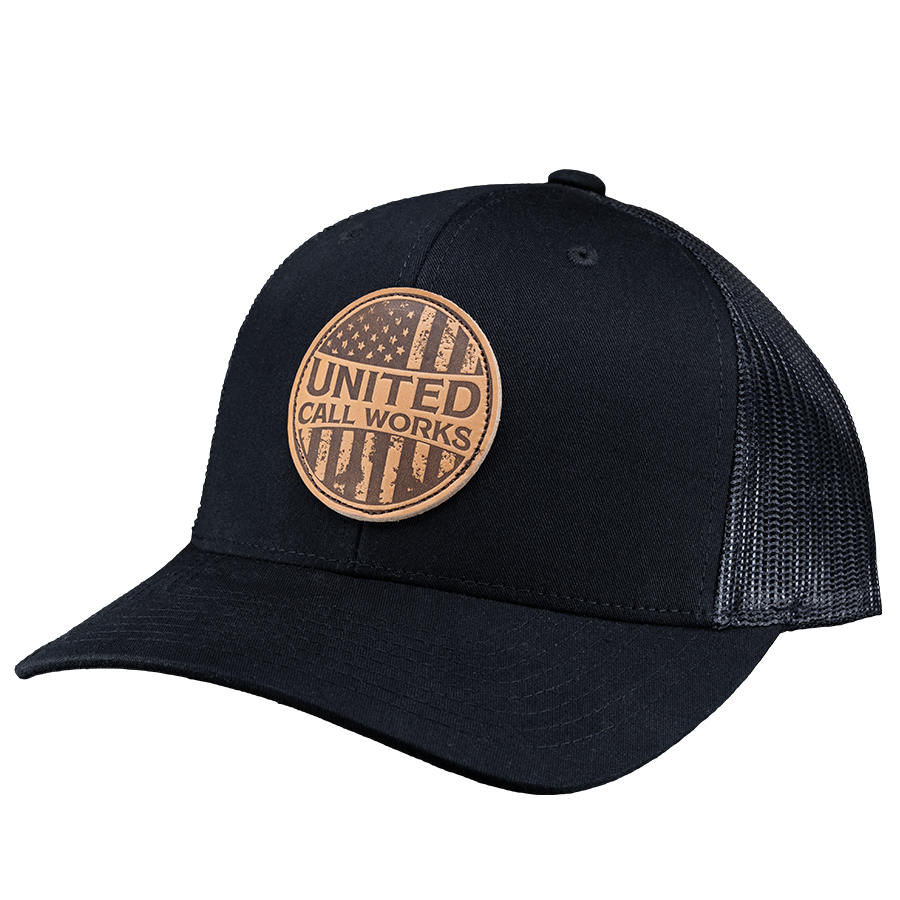 Black Yupoong Trucker – Leather Merica Patch