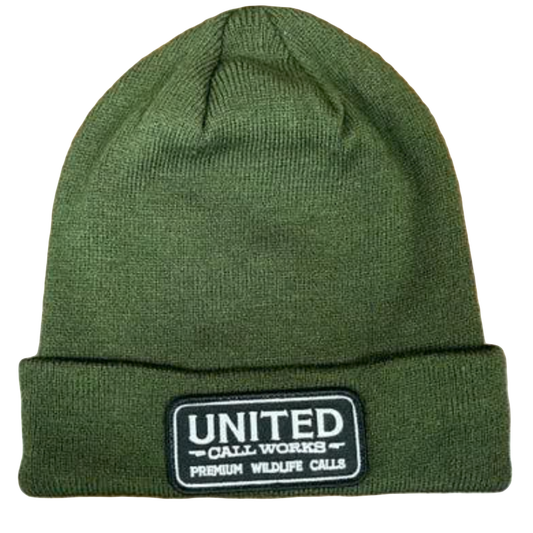 Moss Green Beanie with Black and White Stitched Patch