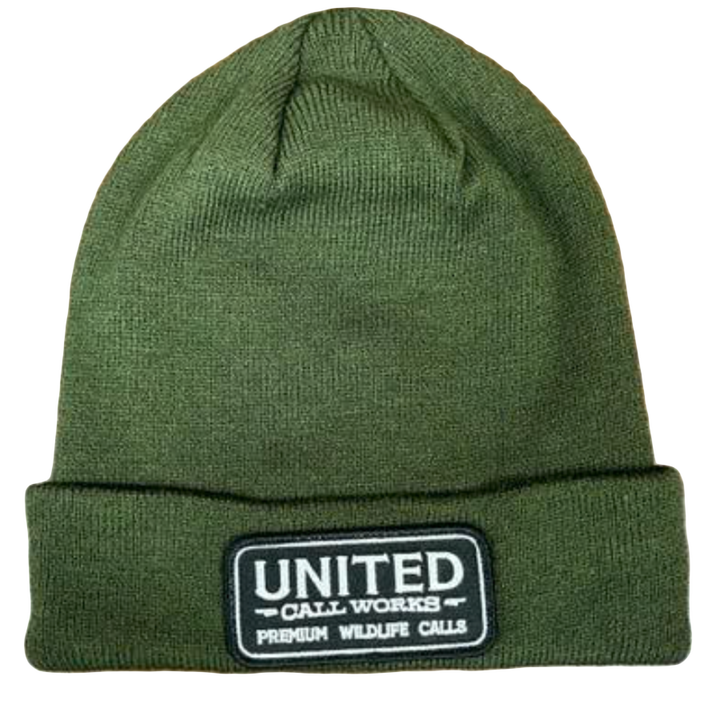Moss Green Beanie with Black and White Stitched Patch