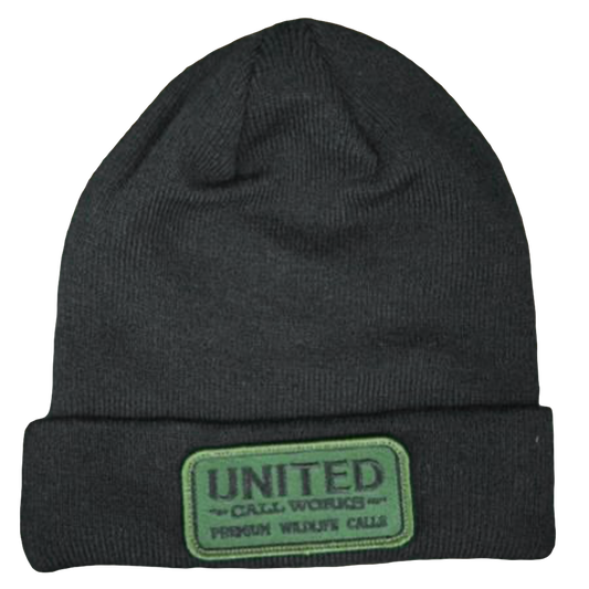 Black Beanie with Black and Green Stitched Patch