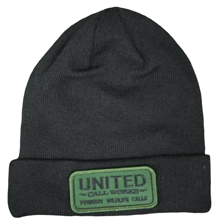 Black Beanie with Black and Green Stitched Patch